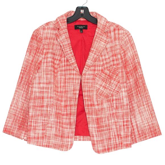 Talbots Jackets & Blazers - Talbots Linen Blend Blazer Business Casual 3/4 Sleeve Career Office Open Pink 14